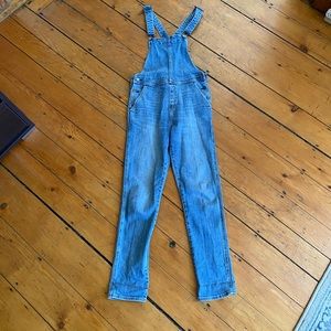 Gap blue wash denim overalls